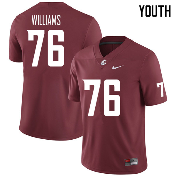 Youth #76 Tyler Williams Washington State Cougars College Football Jerseys Sale-Crimson - Click Image to Close